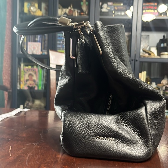 Coach hobo purse black leather, and blue interior - Picture 11 of 14